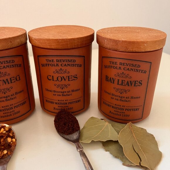 Henry Watson Pottery Terracotta Spice Jars - England Suffolk Revised Canisters - Picture 5 of 13